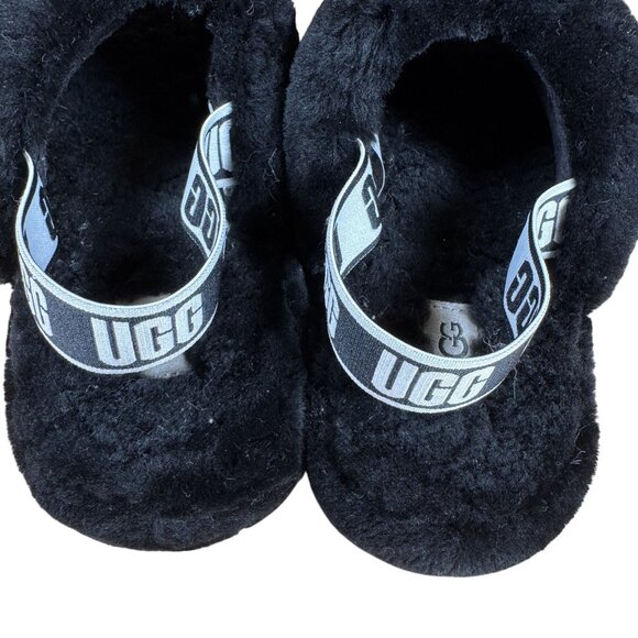 UGG K Fluff Yeah Slides Women's Size 6 in Black in Excellent Near Mint Condition - Picture 6 of 8